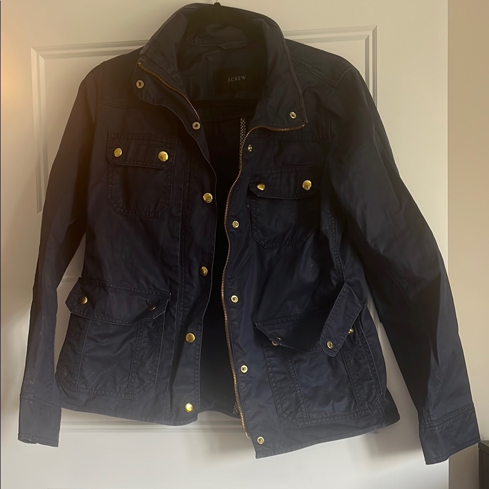 J. Crew Navy Utility Jacket with Gold Accents